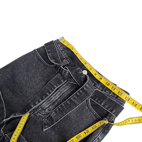 Abercrombie & Fitch Natural Rise Denim Shorts, Cotton, Black Wash, Tie Waist, 26 - Picture 7 of 8